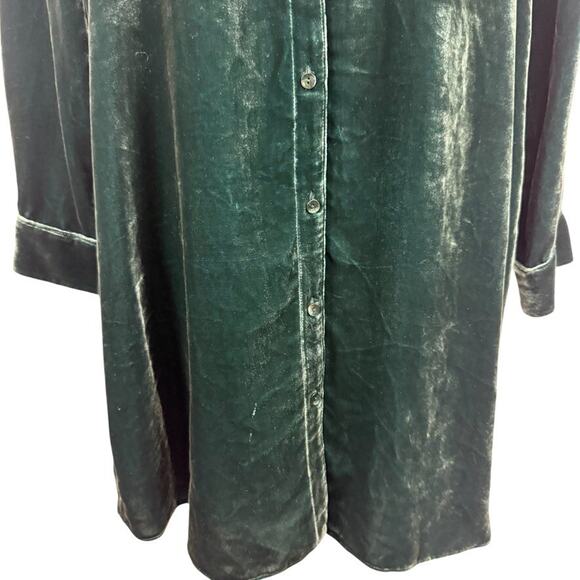 Eileen Fisher Velvet Long Sleeve Button Up Silk Blend Shirt Style Dress sz M - Picture 7 of 16